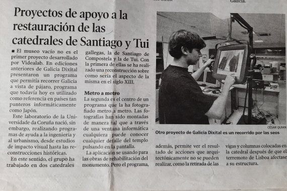 Proyectos de apoyo a la restauración de las catedrales de Santiago y Tui, scan of the page